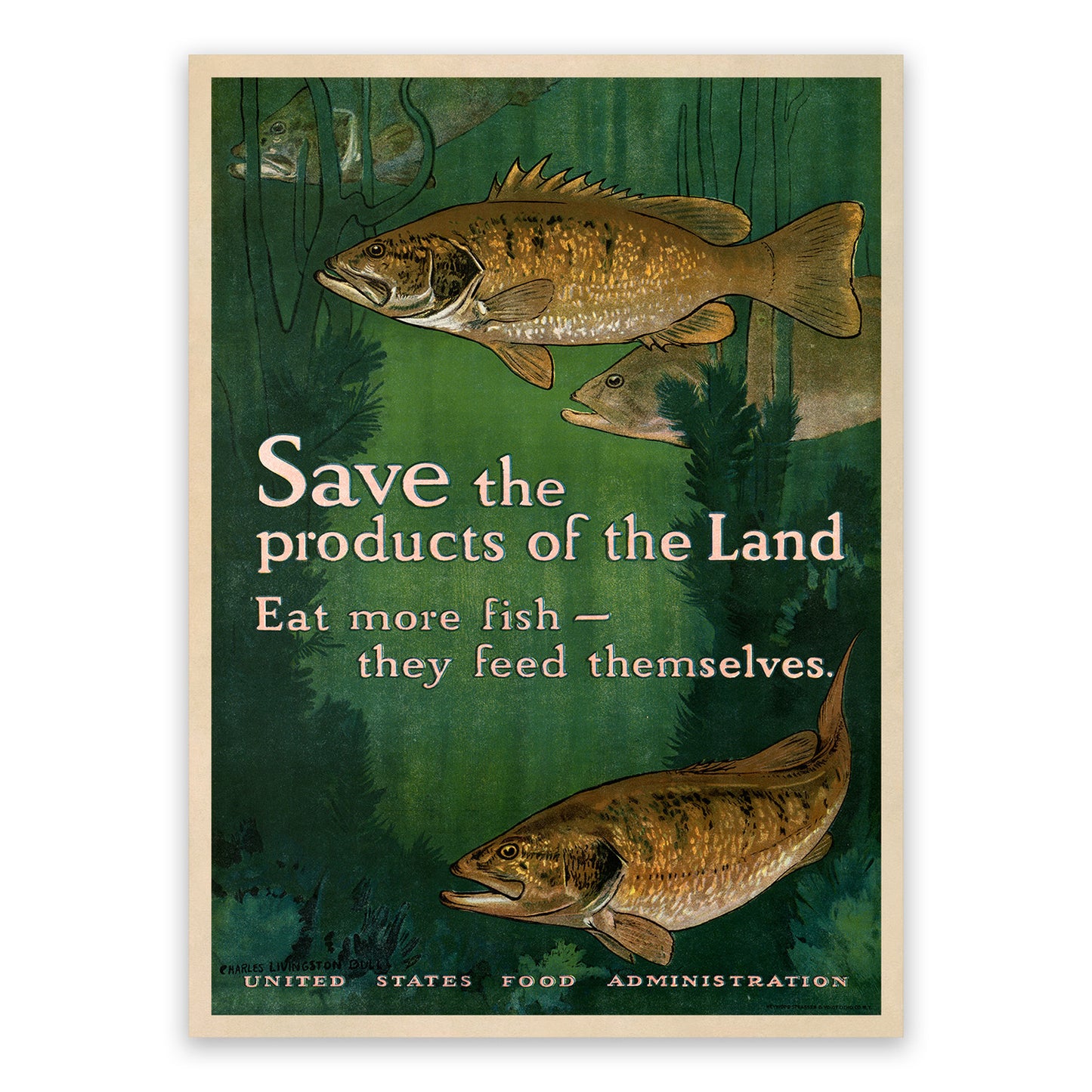 Eat More Fish Wartime Food Rationing Poster, Vintage Style 1917 World War 1 Print