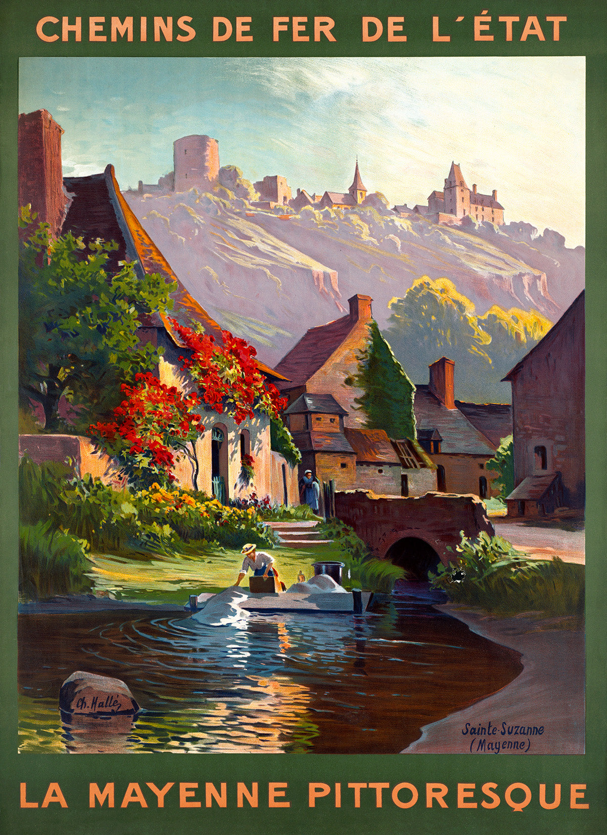 Mayenne France Travel Poster, Vintage Style 1900s French Travel Advertisement Print