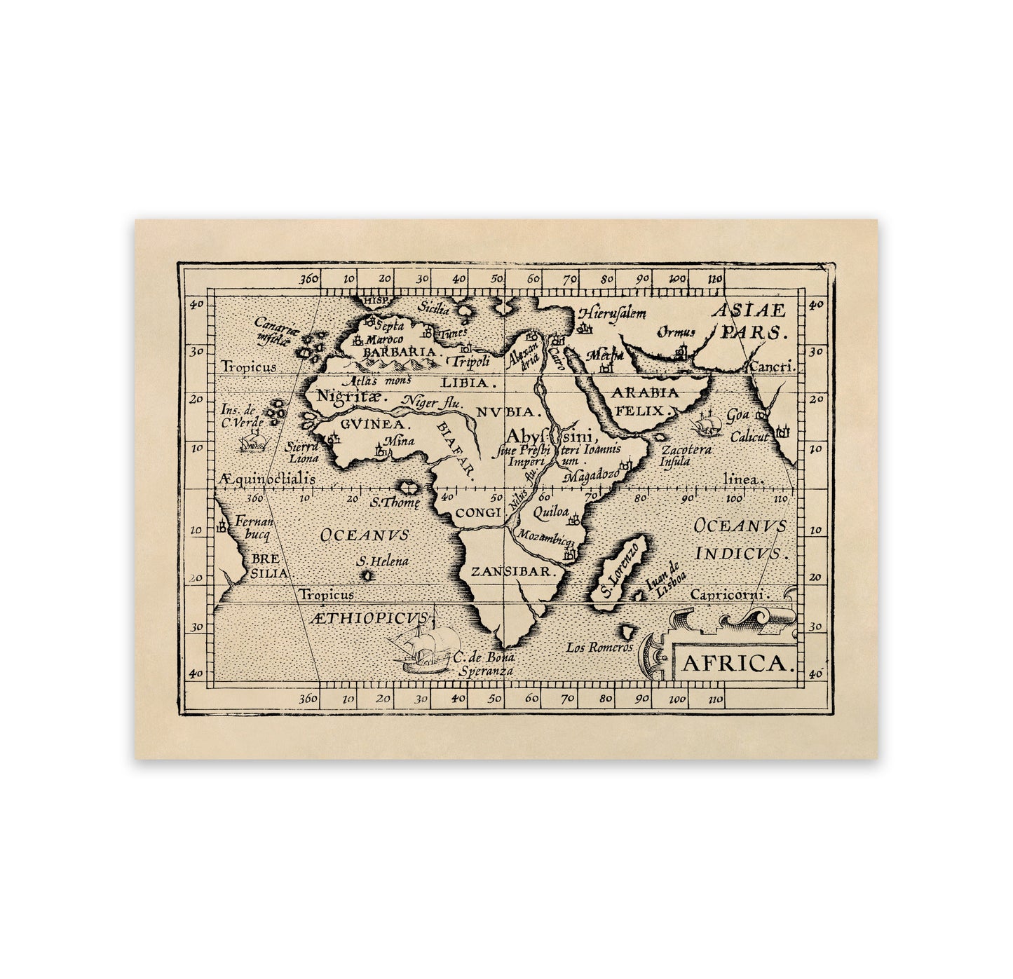 1603 Africa Map Print - Vintage Old World Atlas Art on Archival Paper