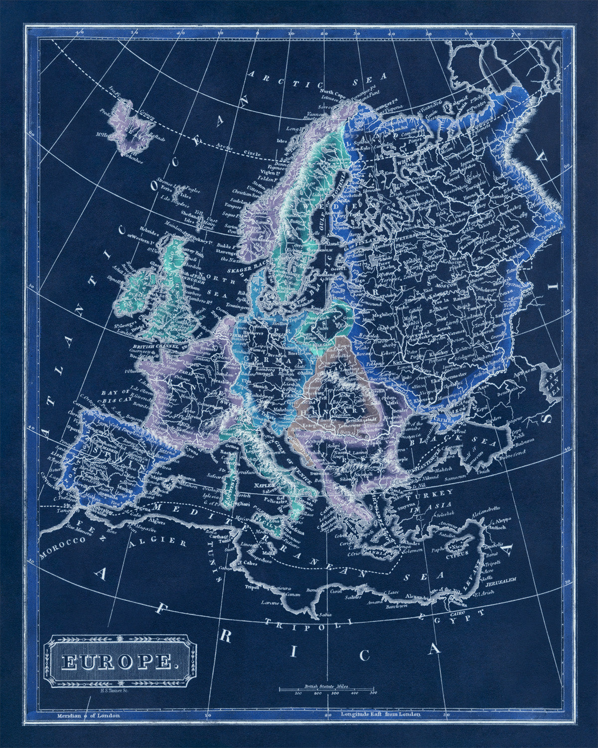 Vintage Europe Map Print from 1817 - Old World Atlas on Archival Paper