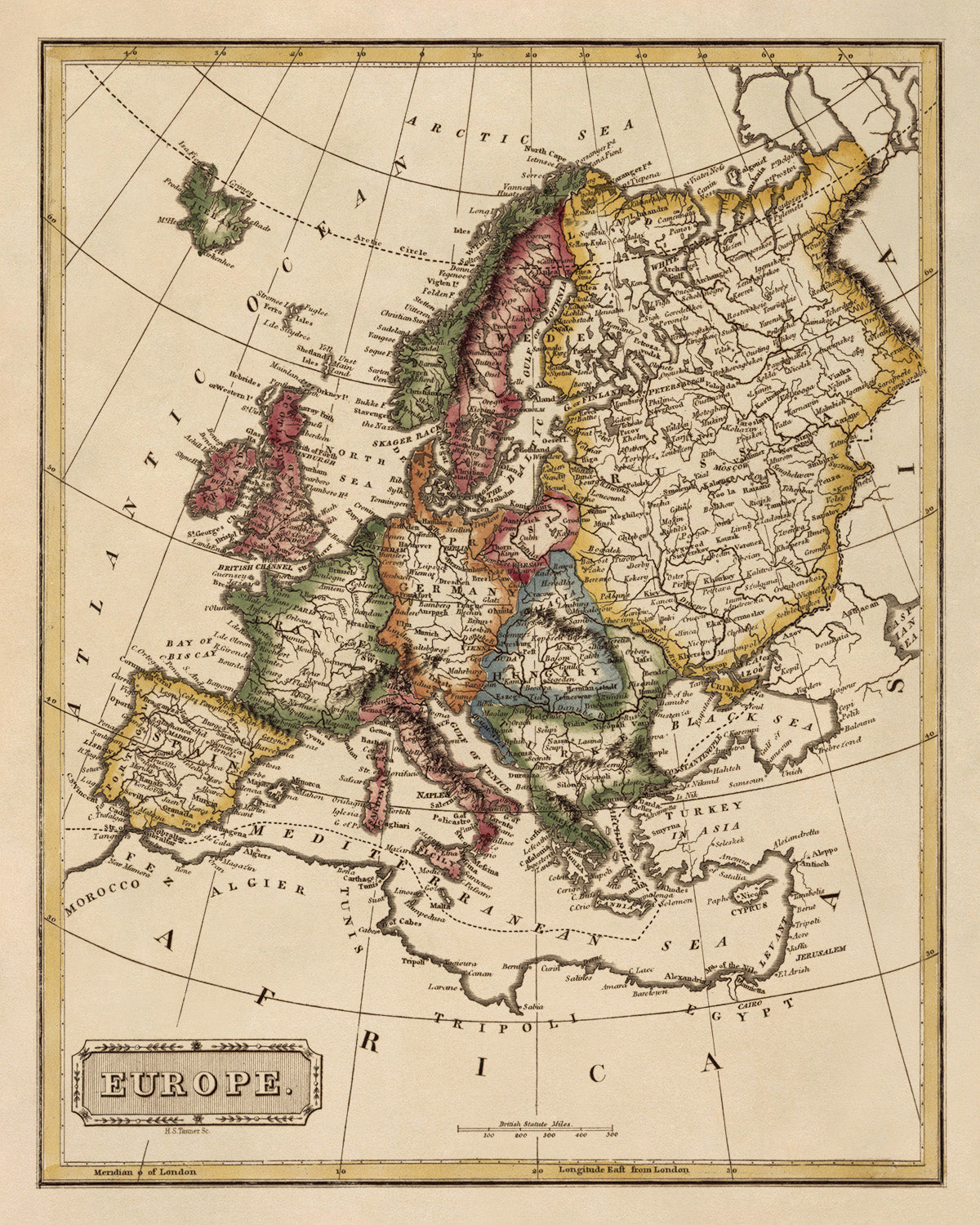 Vintage Europe Map Print from 1817 - Old World Atlas on Archival Paper