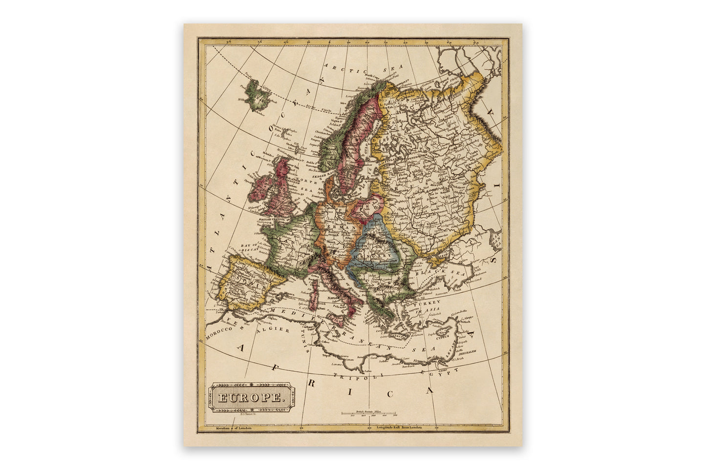 Vintage Europe Map Print from 1817 - Old World Atlas on Archival Paper