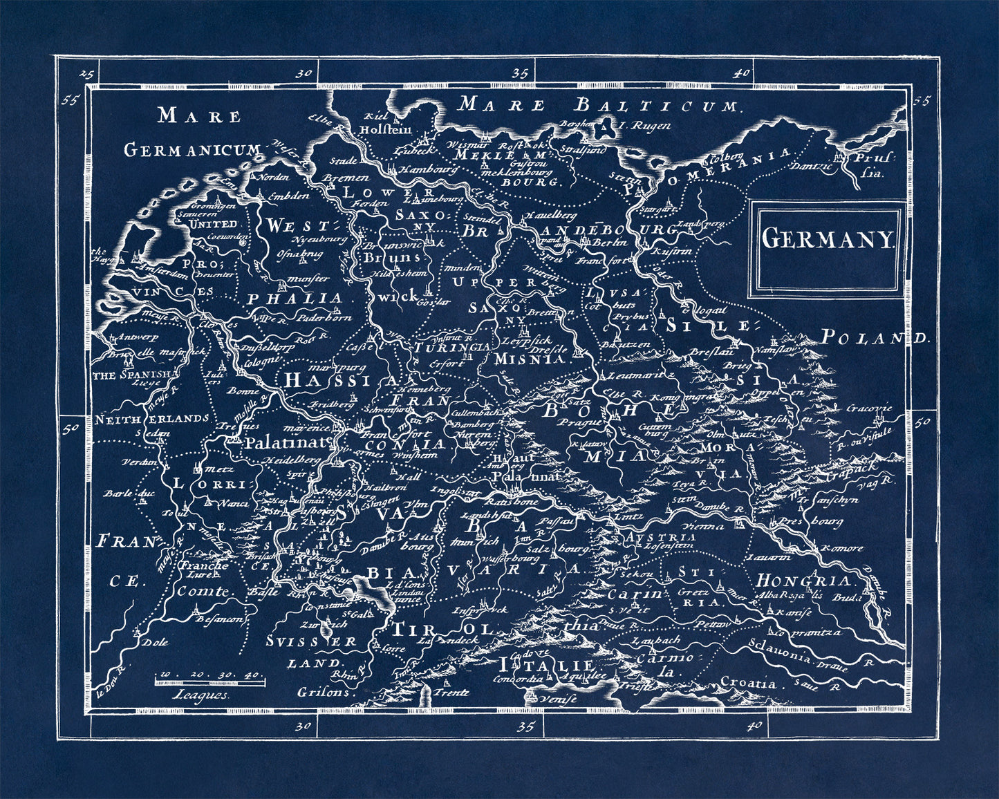 Vintage Germany Map Print from 1681 - Old World Atlas