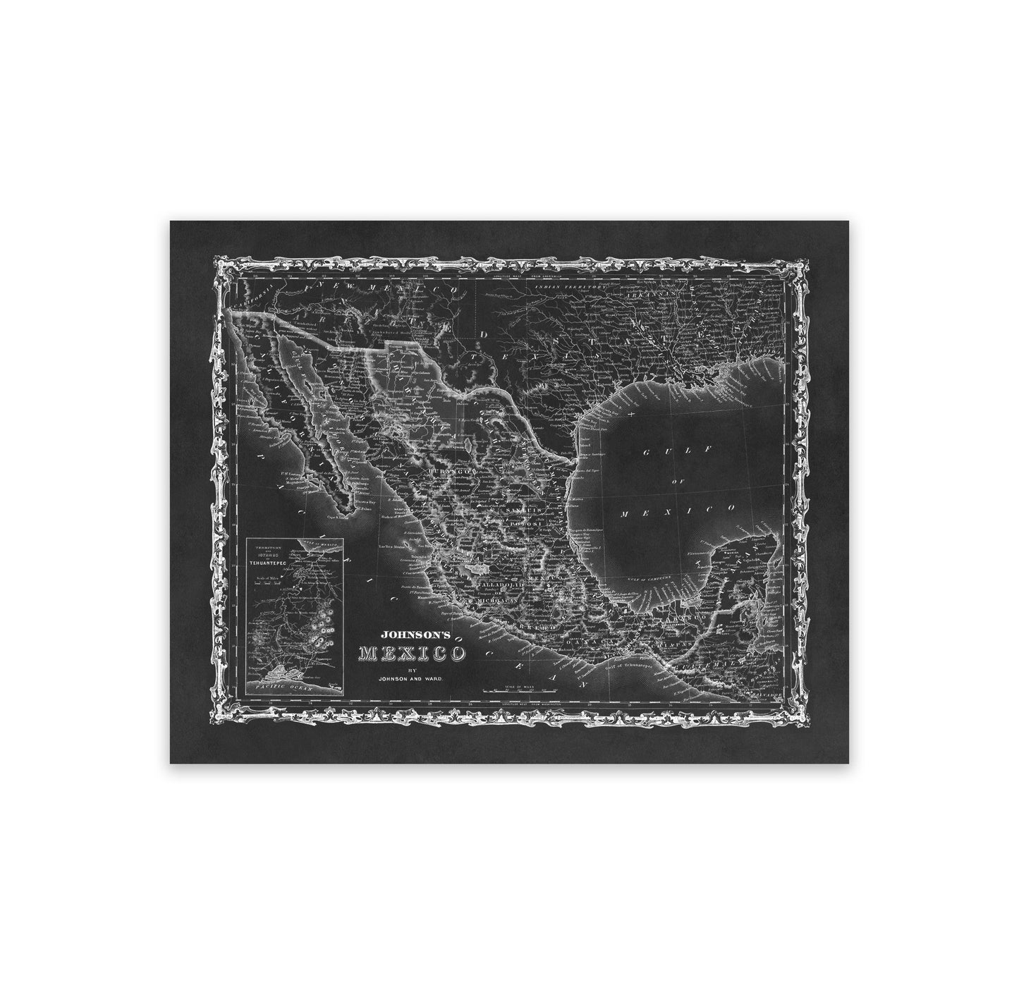 19th Century Mexico Map Print - Vintage Old World Atlas Circa 1862