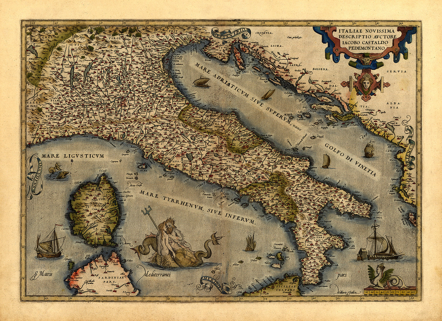 Ancient Italy Map Print 1570