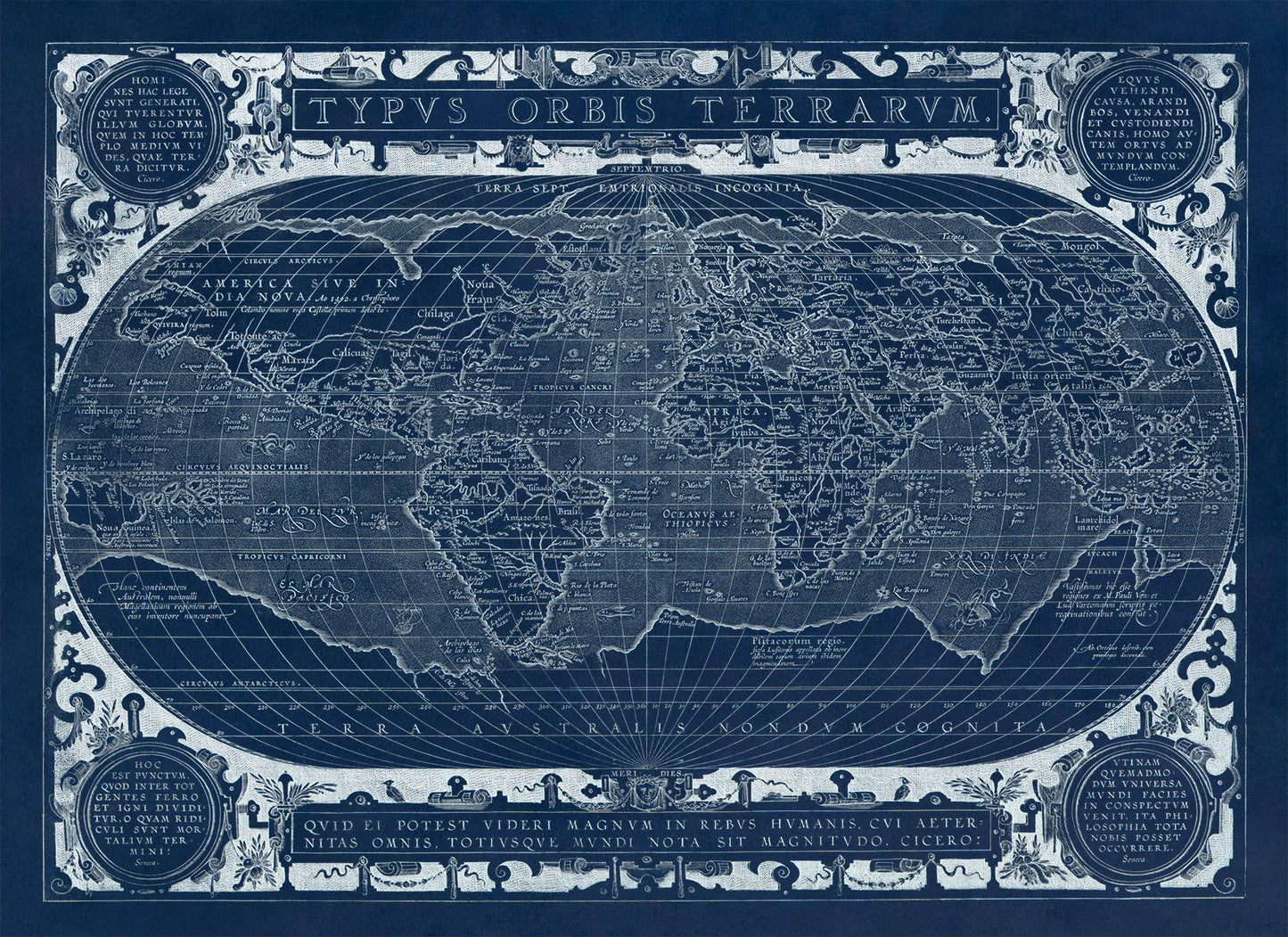 Antique 1628 World Map Print - Typus Orbis Terrarum