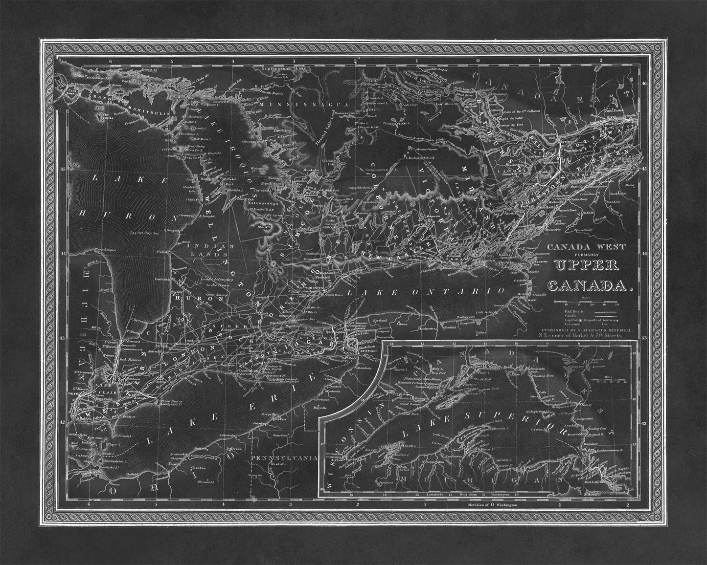 Old Map of Upper Canada Map Print