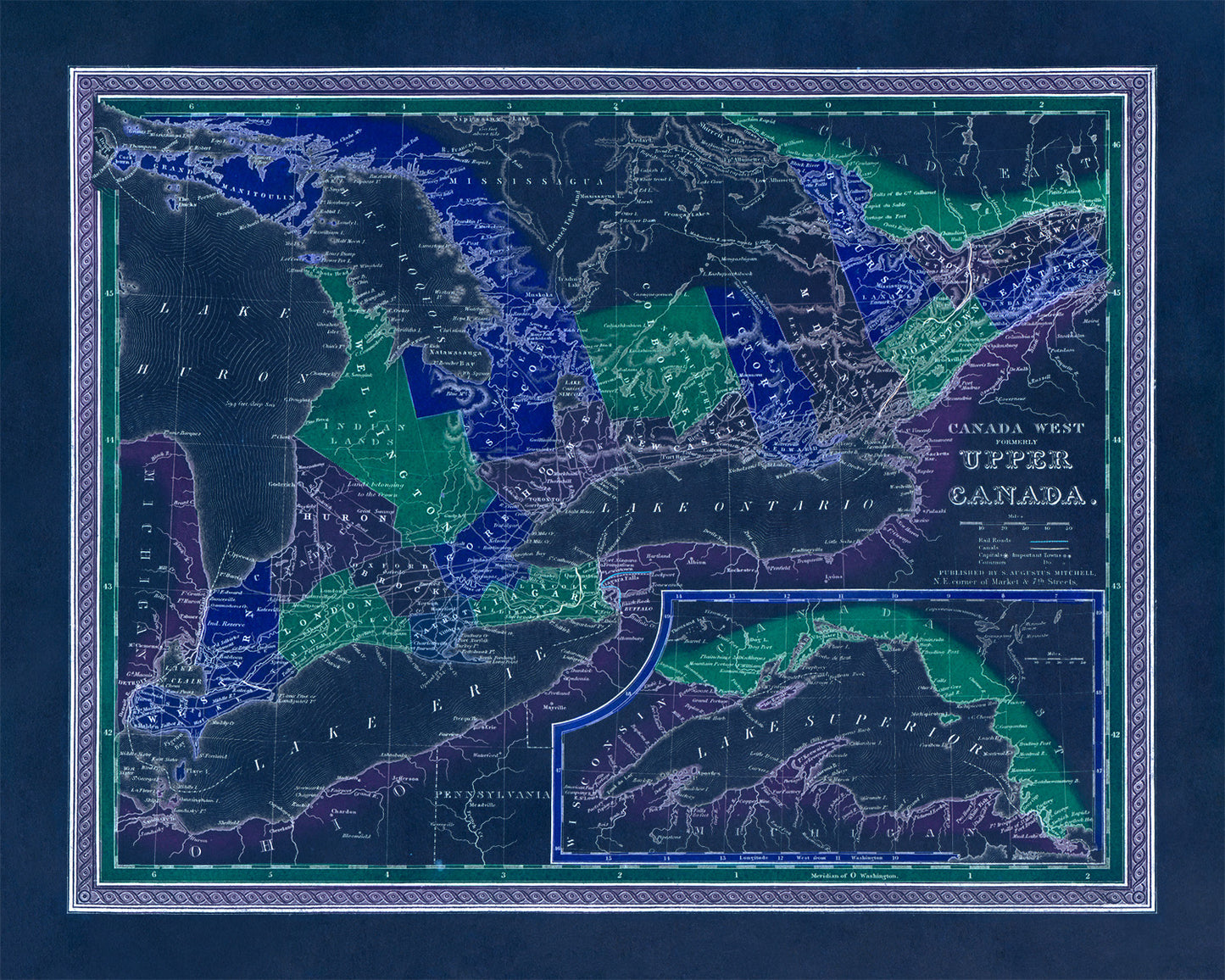 Old Map of Upper Canada Map Print