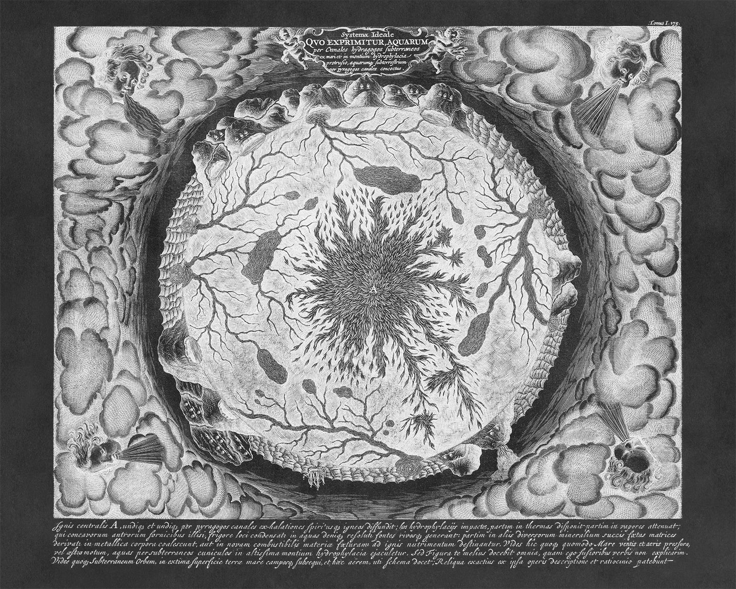 Subterranean Oceans Diagram Hollow Earth Map Print 1668