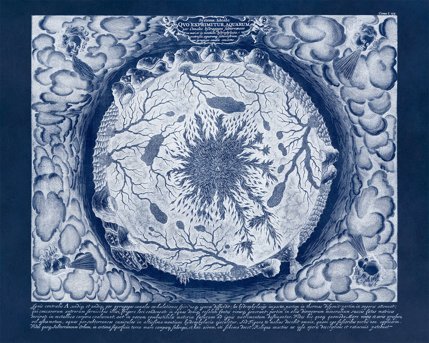 Subterranean Oceans Diagram Hollow Earth Map Print 1668
