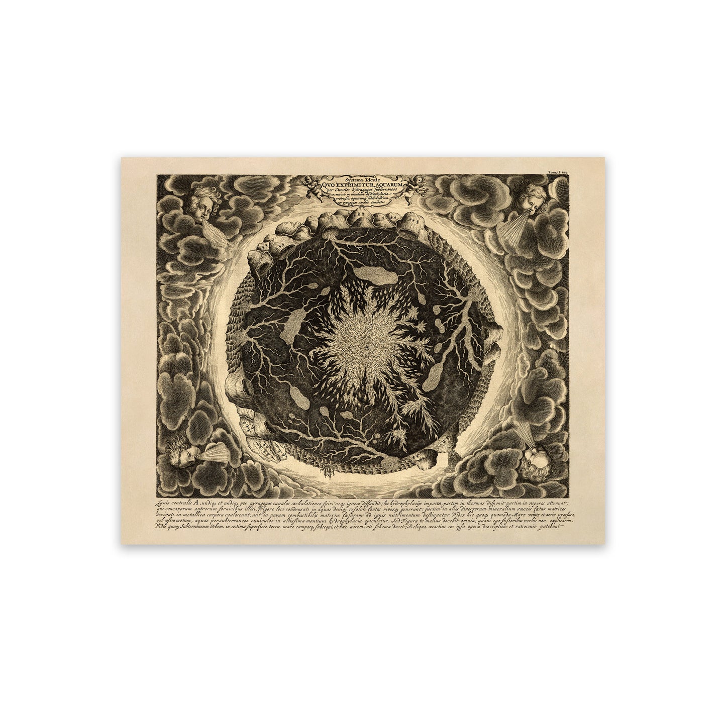 Subterranean Oceans Diagram Hollow Earth Map Print 1668