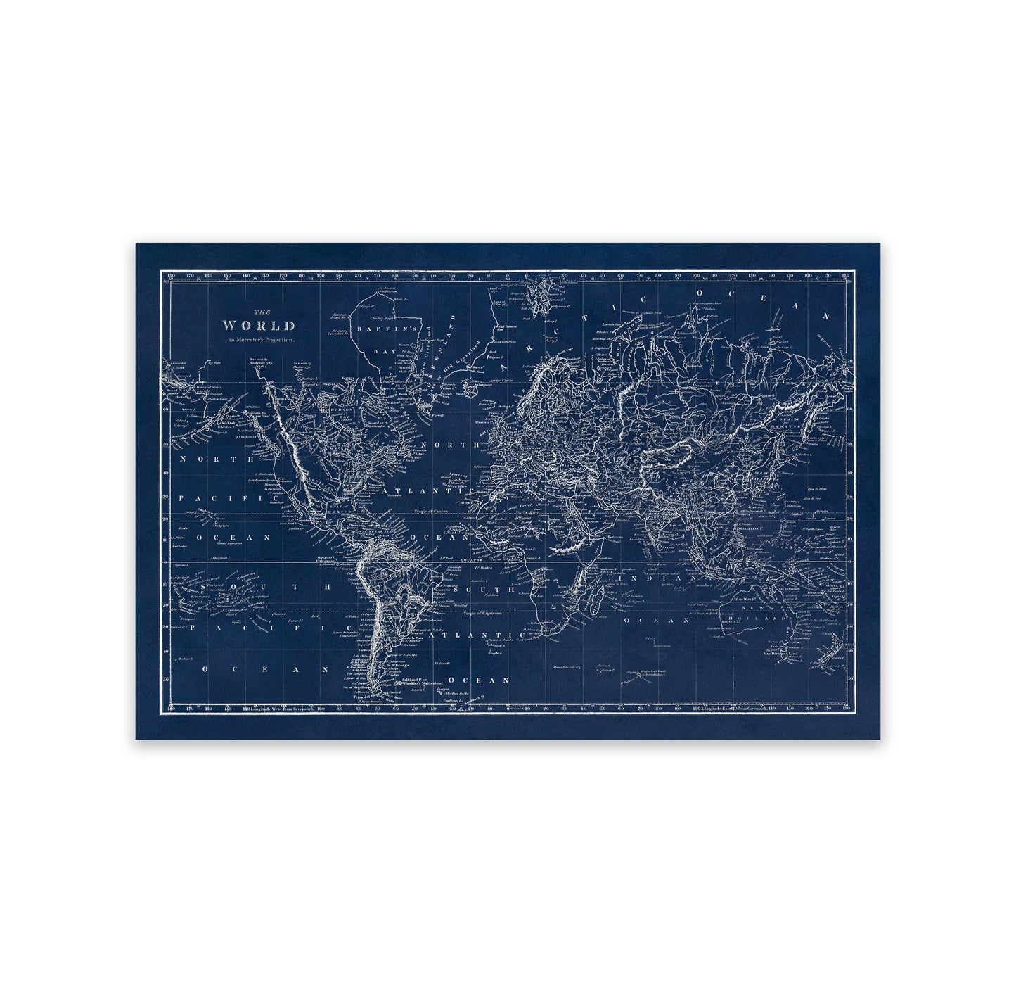 Mercator Projection World Map Print Circa 1810 on Archival Paper