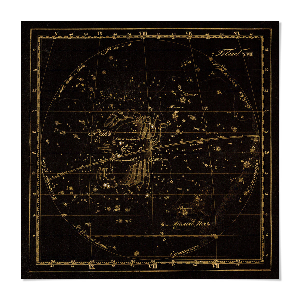 The image is a detailed astrological chart of the zodiac, featuring a detailed illustration of the constellations and their positions in the night sky.