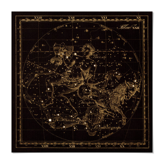 The image is a detailed astrological chart featuring various celestial objects and their positions in the night sky.