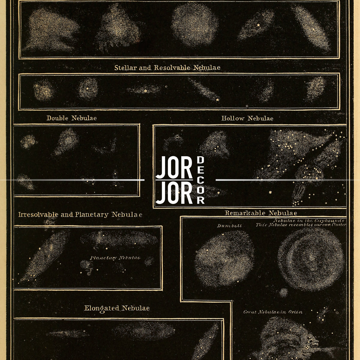 The image is a collage of various nebulae and celestial objects, including stars, planets, and galaxies, presented in a detailed and visually striking manner.