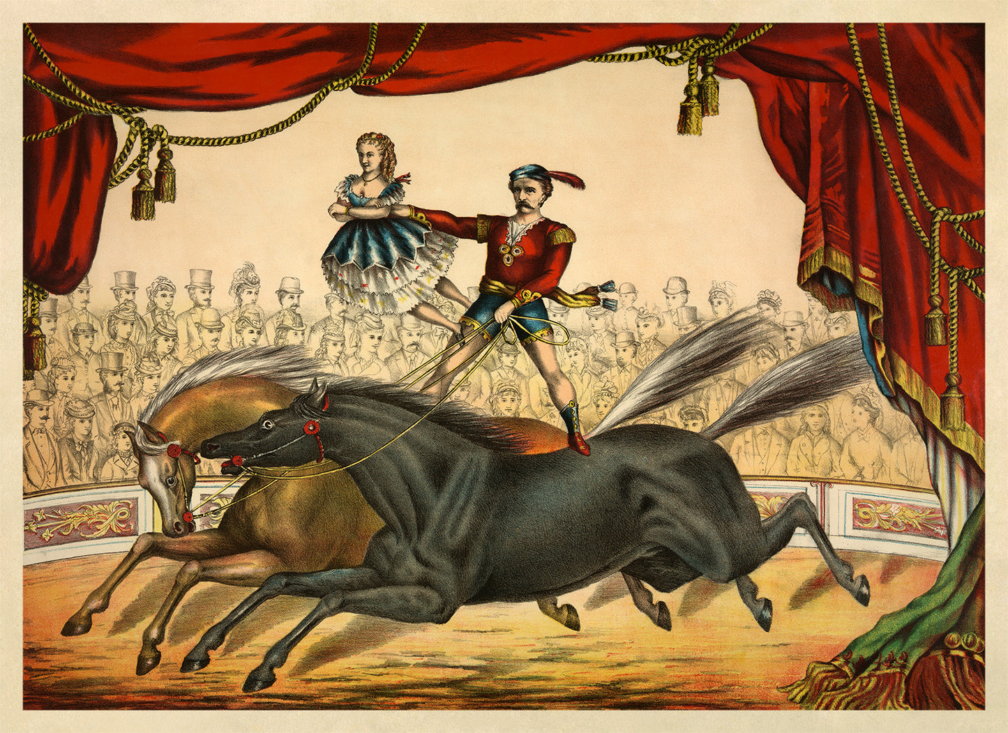 Circus Horse Performance Poster, Vintage Style Print