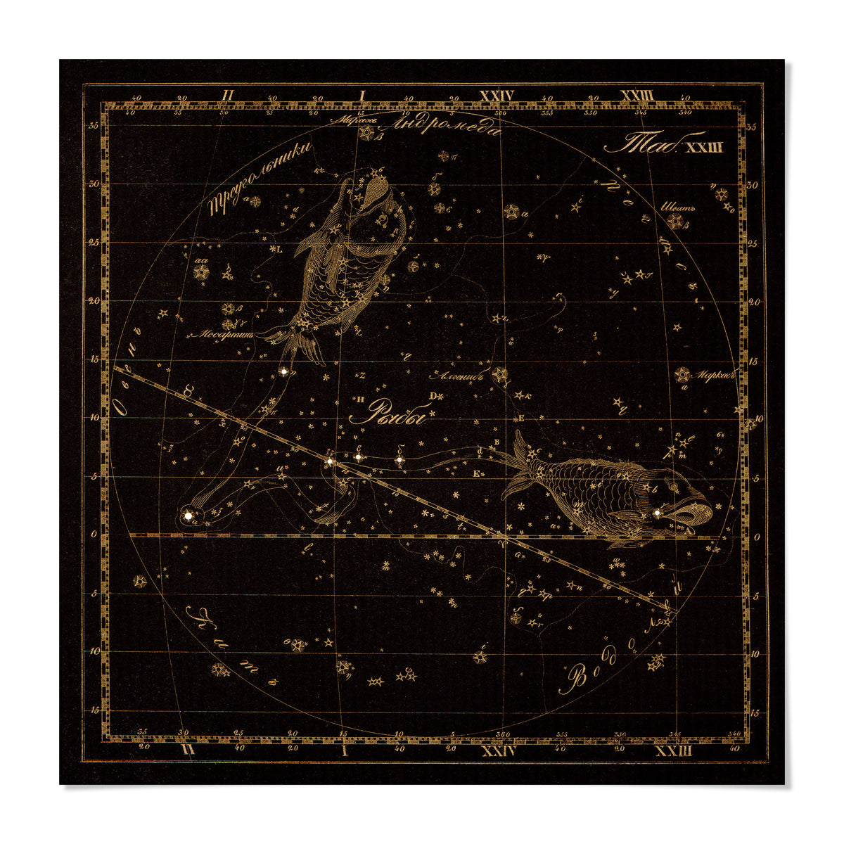 The image is a detailed astrological chart featuring various celestial objects and their positions in the night sky.