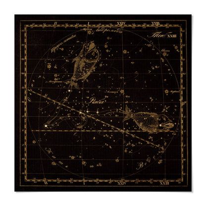 The image is a detailed astrological chart featuring various celestial objects and their positions in the night sky.