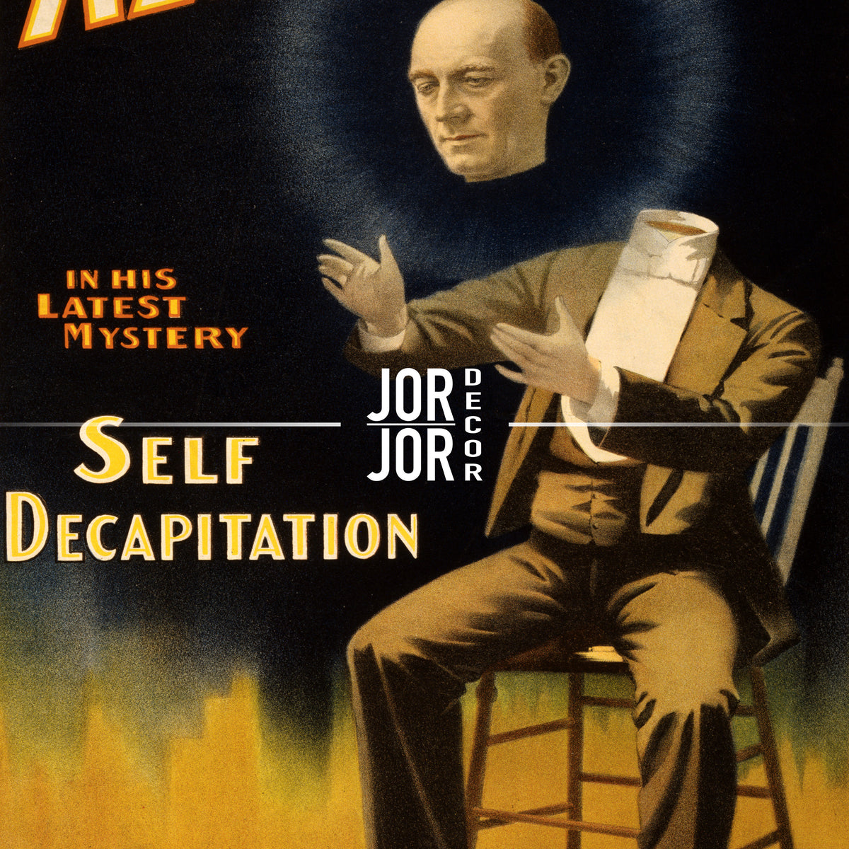 The image is a poster for a mystery film featuring a man with a ghostly head.
