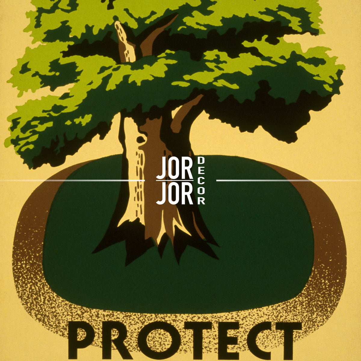 The image is a poster with a tree and the word "PROTECT" prominently displayed.