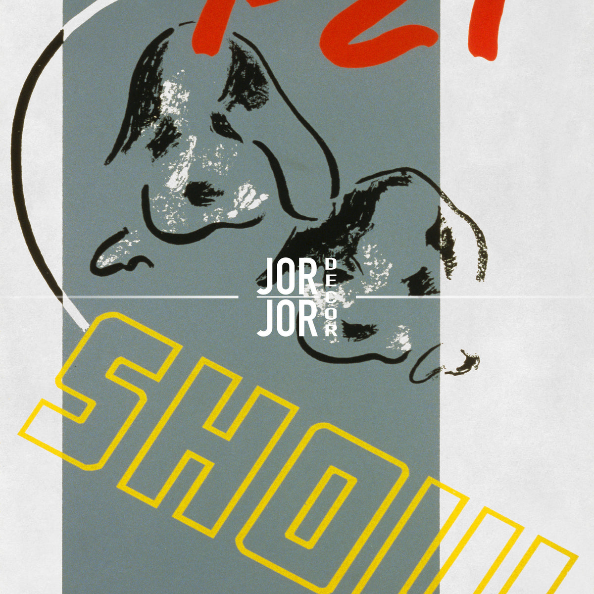 The image is a poster with a stylized dog illustration and the word "SHOW" prominently displayed.