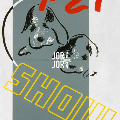 The image is a poster with a stylized dog illustration and the word "SHOW" prominently displayed.