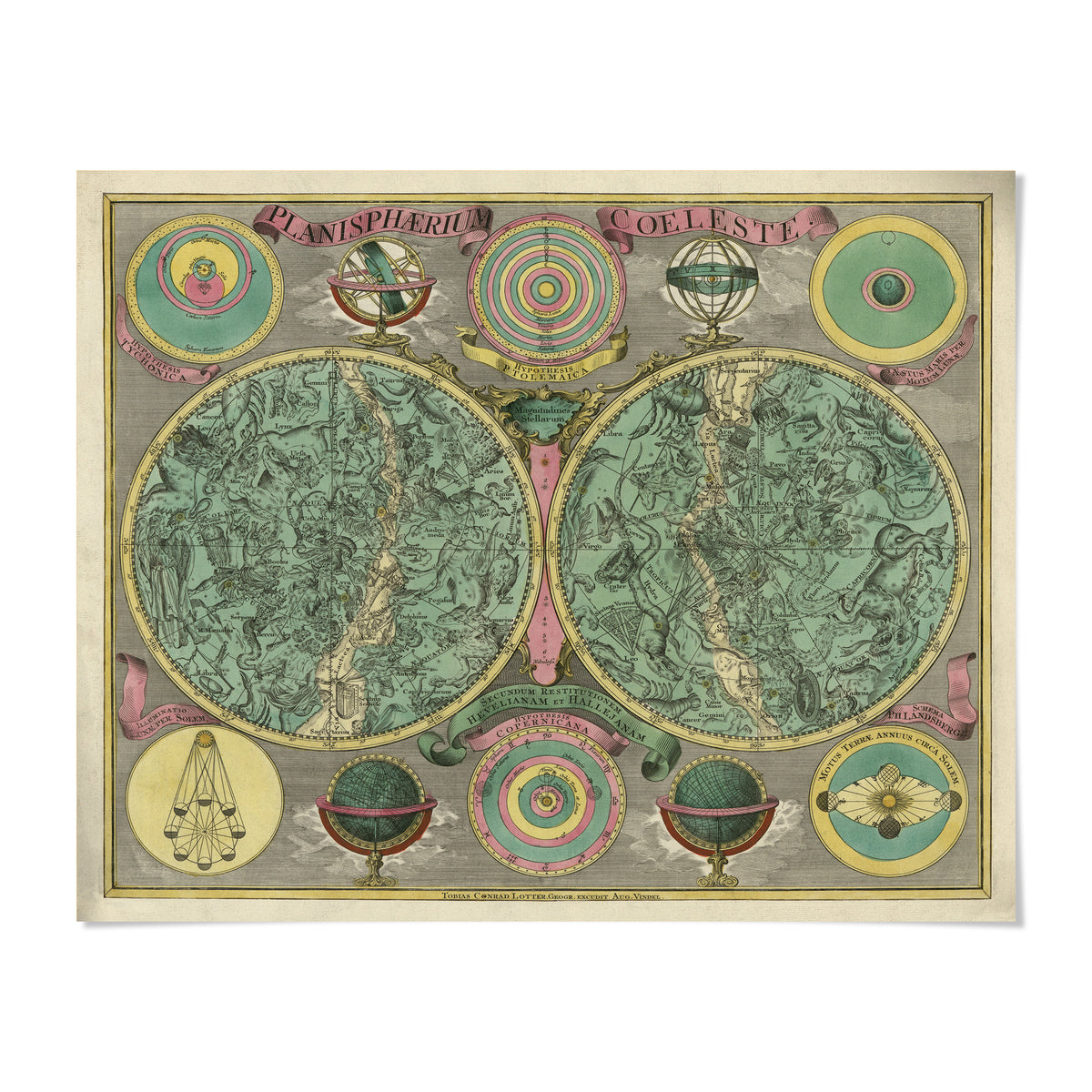 The image is a vintage map of the world, featuring intricate illustrations and decorative elements.