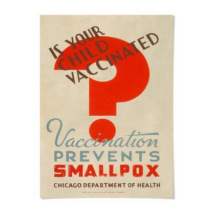 The image is a poster with a large question mark and text that reads "If your child vaccinations prevent smallpox".