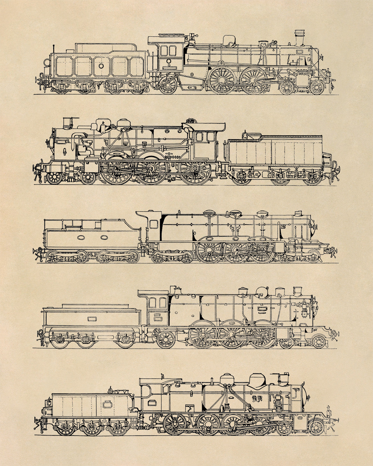 Steam Engine Locomotive Print, AM101