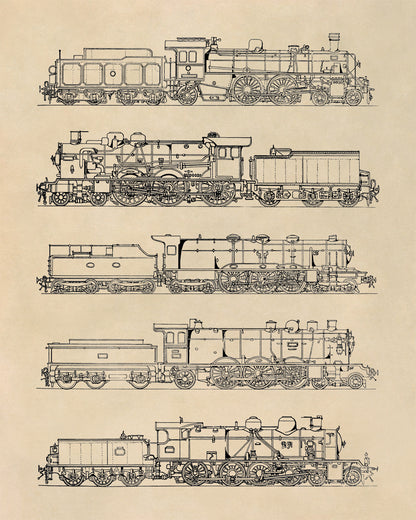 Steam Engine Locomotive Print, AM101