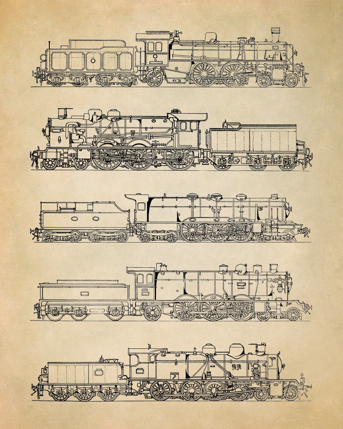 Steam Engine Locomotive Print, AM101