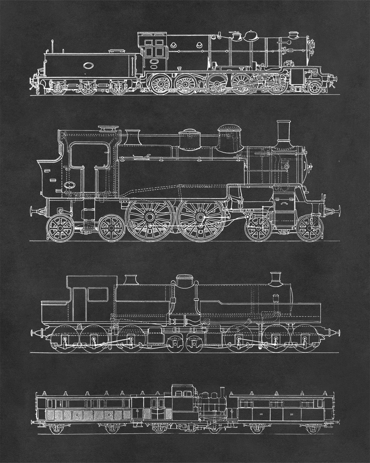 Old Steam Engine Locomotive Print, AM102