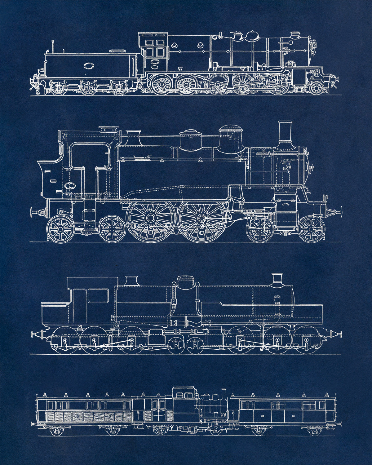 Old Steam Engine Locomotive Print, AM102