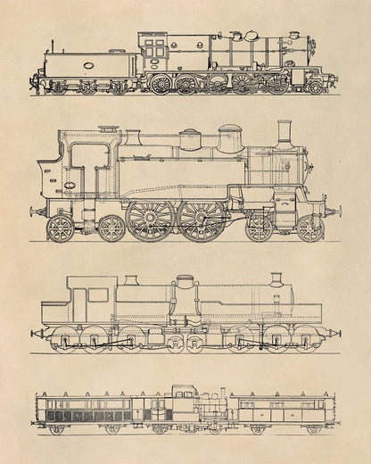 Old Steam Engine Locomotive Print, AM102