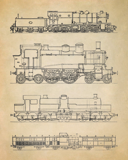 Old Steam Engine Locomotive Print, AM102