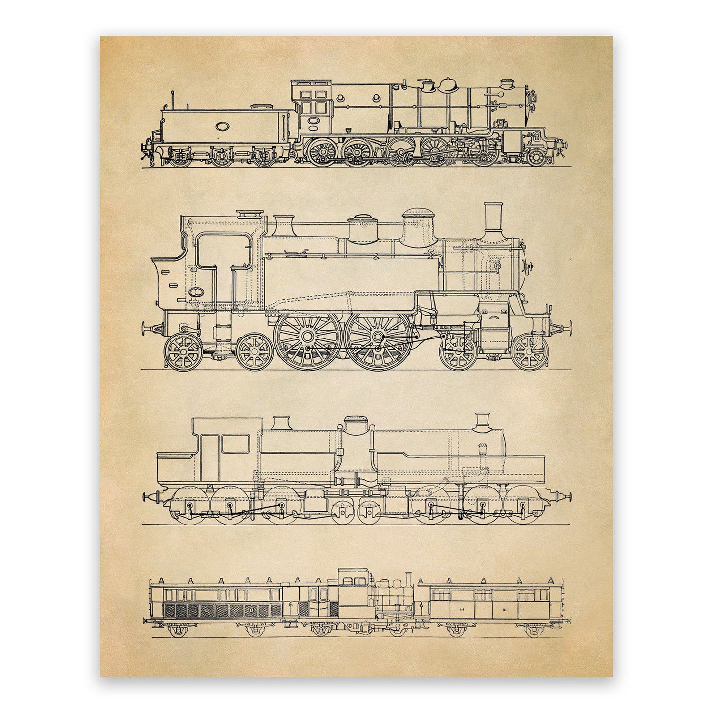 Old Steam Engine Locomotive Print, AM102