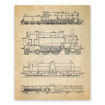 Old Steam Engine Locomotive Print, AM102