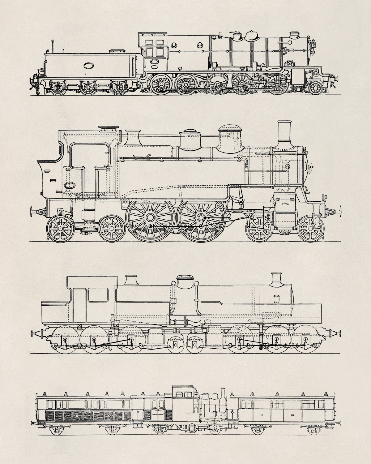 Old Steam Engine Locomotive Print, AM102