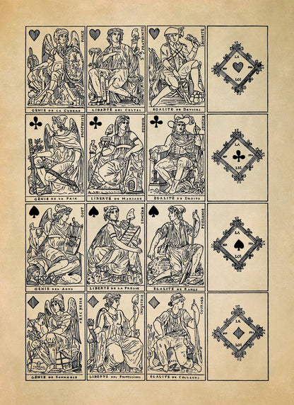 Vintage Playing Cards Deck Illustration Print, AM110