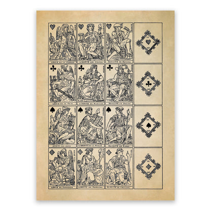 Vintage Playing Cards Deck Illustration Print, AM110