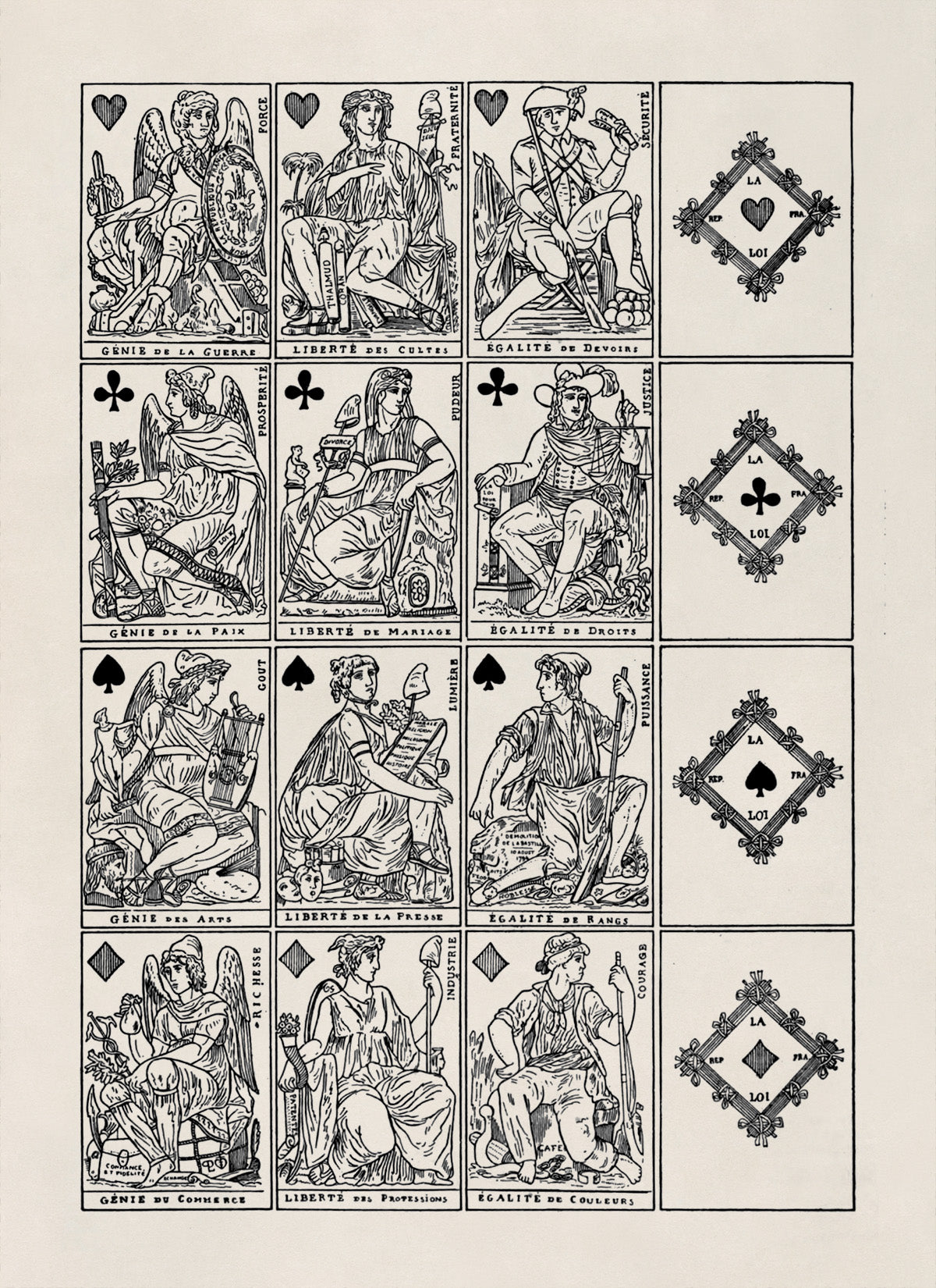 Vintage Playing Cards Deck Illustration Print, AM110