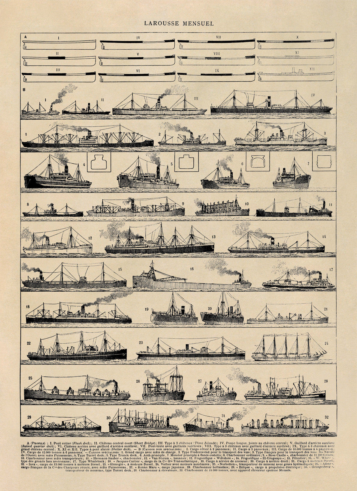 Cargo Ship Illustration Print, AM111