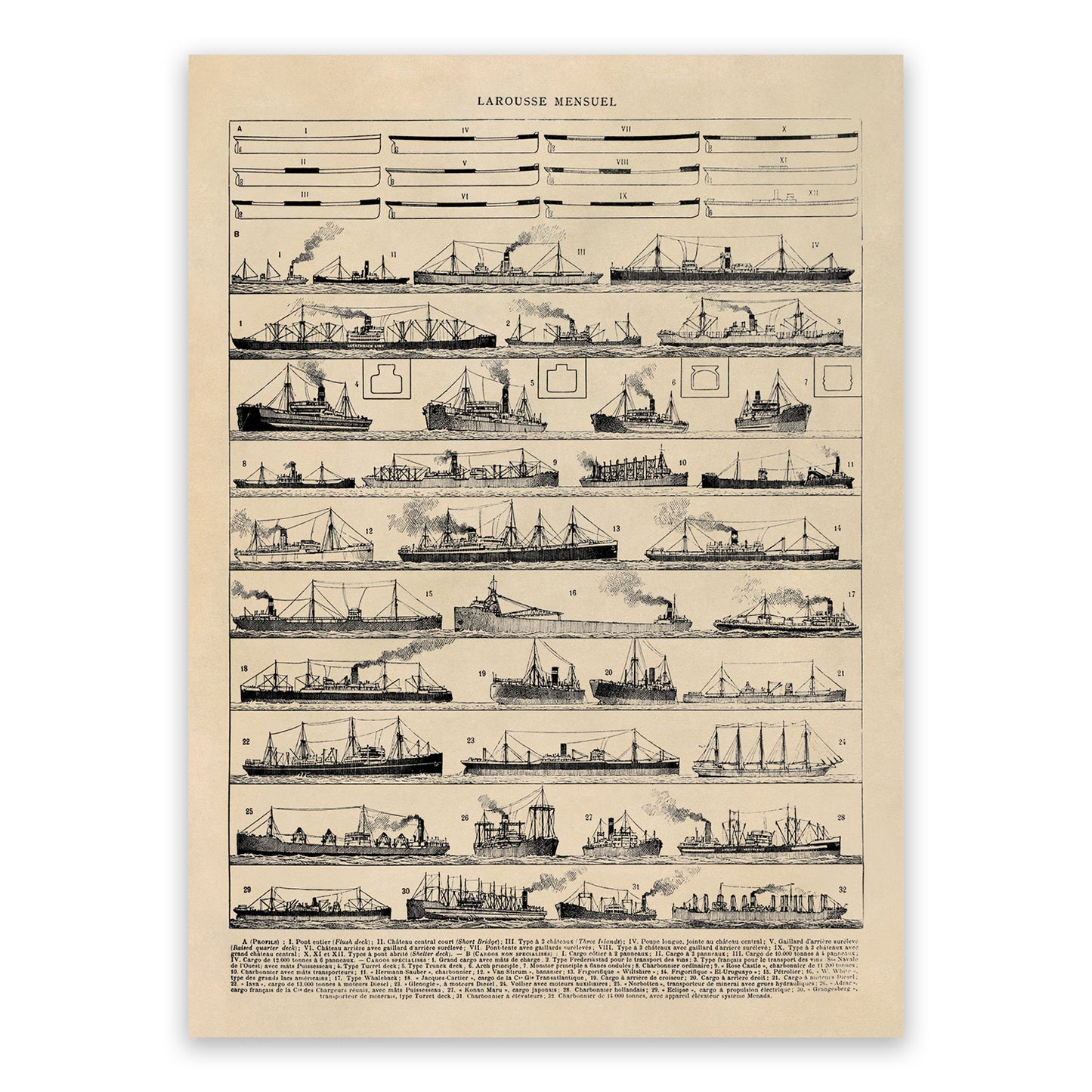 Cargo Ship Illustration Print, AM111