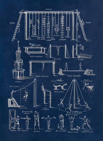 Vintage Exercise and Workout Techniques Illustration Print, AM112