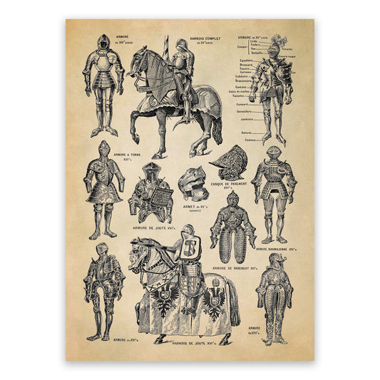 Medieval Knights Armor Illustration Print, AM113