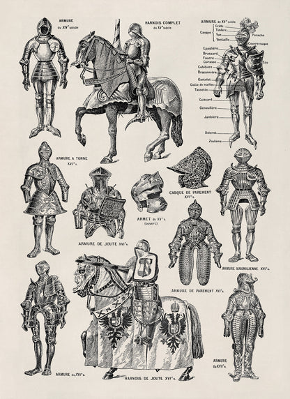 Medieval Knights Armor Illustration Print, AM113