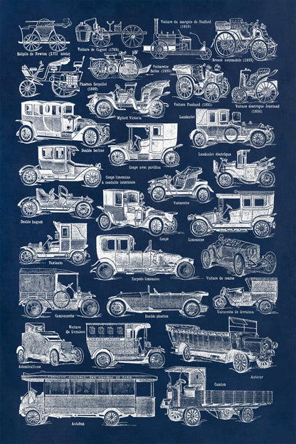 Antique Automobiles Illustration Print, AM119