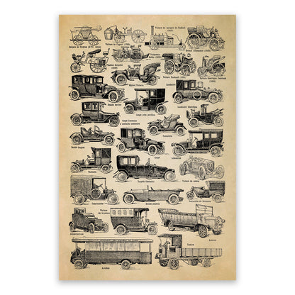 Antique Automobiles Illustration Print, AM119