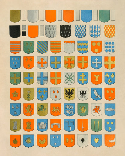 Medieval European Coat Of Arms Illustration Print, AM135