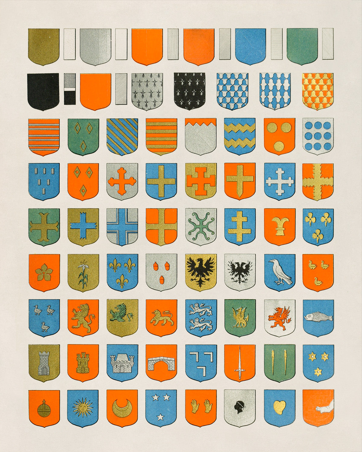 Medieval European Coat Of Arms Illustration Print, AM135